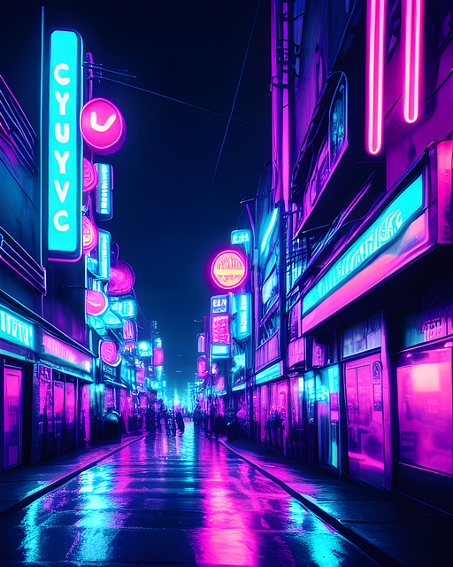 Free ai generated road cyberpunk illustration