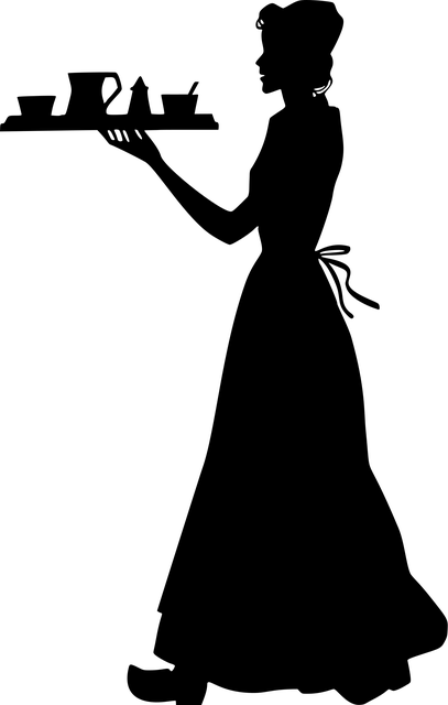 Free woman serving silhouette vector