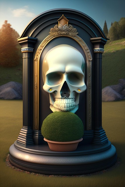 Free skull gravestone cemetery illustration