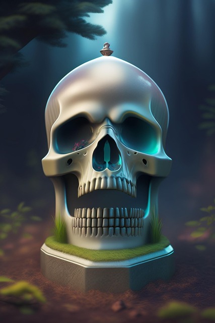 Free skull gravestone forest illustration
