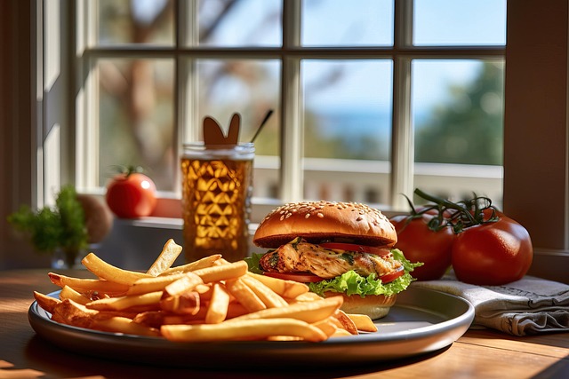 Free hamburger chicken sandwich chicken burger illustration