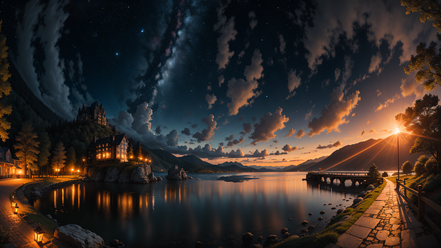 Free Sunset House illustration and picture