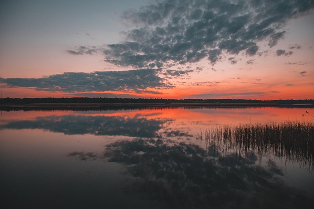 Lago, Crepúsculo, Cielo, Nubes