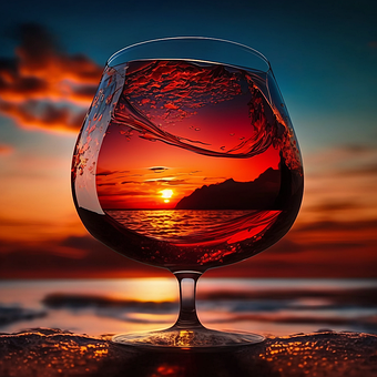 Ai Genereret, Solnedgang, Glas, Himmel