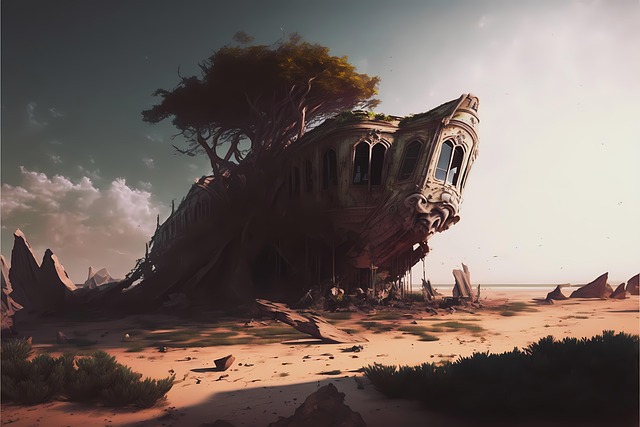 Free ai generated abandoned ruins illustration