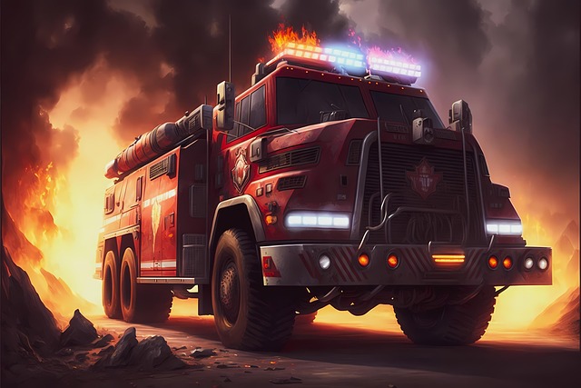 Free ai generated car firefighter illustration