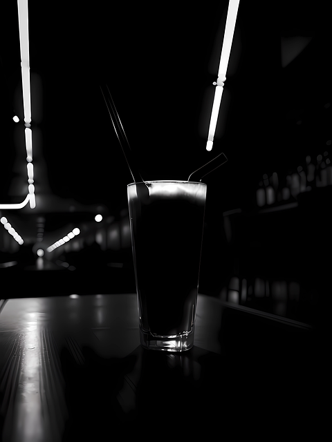 Bar, Club, Cocktail, Schwarzweiß, Nacht