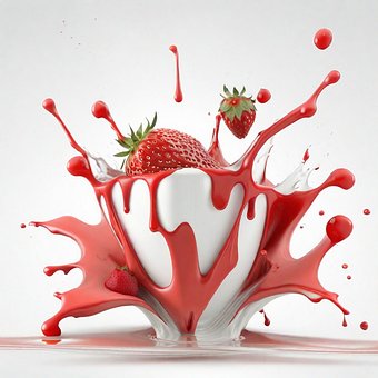 Jordbær, Mælk, Yoghurt, Dessert, Mad