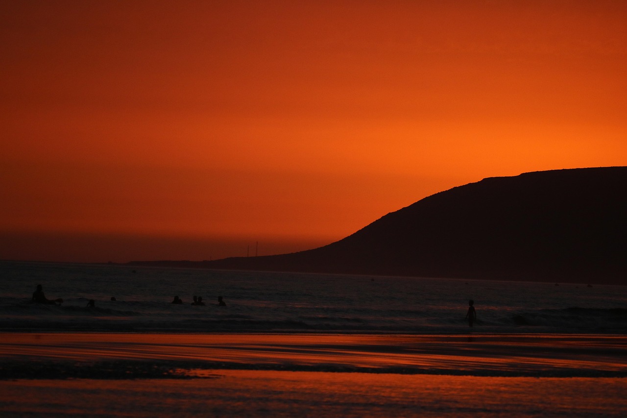 sunset, mountain, sky, morocco, taghazout