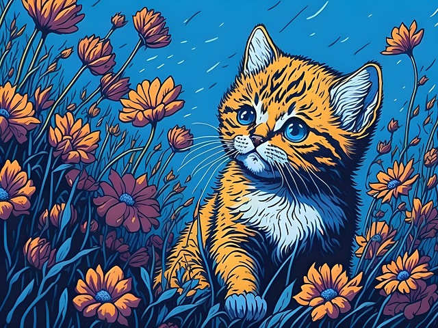 Ai Generiert, Katze, Kätzchen, Blumen