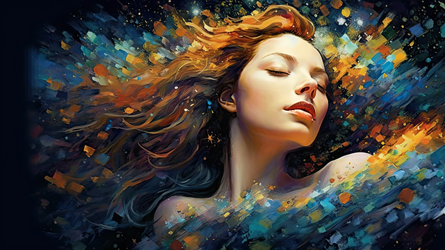 Free ai generated pointillism woman illustration