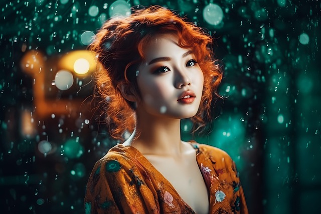 Free woman rain portrait illustration