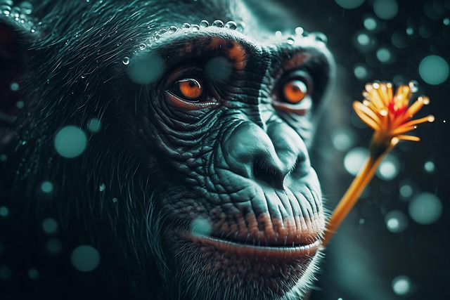 Free ape gorilla raining illustration