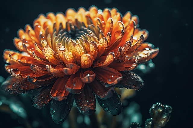 Oransje Blomst, Blomst, Duggdråper