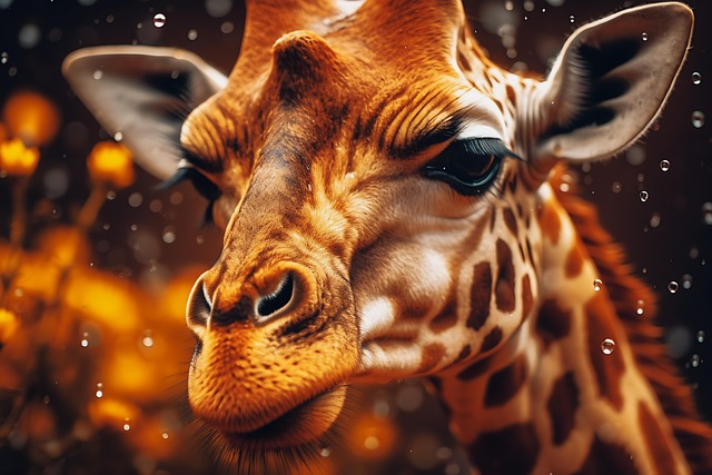 Free giraffe raining wildlife illustration