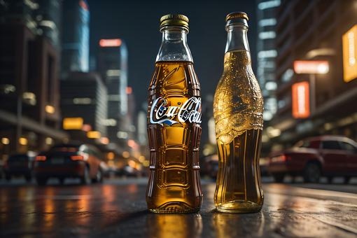 Coca Cola, Stadt, Nacht, Flasche, Eis