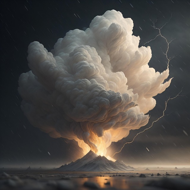 Free volcano clouds rain illustration