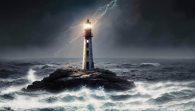 Free ai generated lighthouse sea illustration
