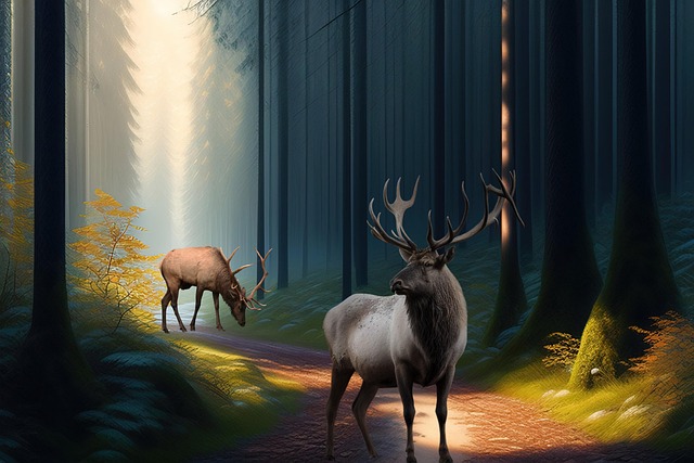 Download free HD stock image of Elk Trees Free elk trees pathway illustration