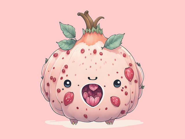 Free raspberry kawaii happy face illustration