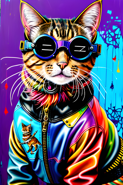 Free Psychedelic Cat illustration and picture