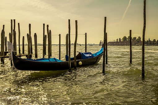 Mar, Gôndola, Veneza, Itália, Agua