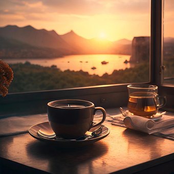 Kaffe, Kop, Bord, Smuk, Udsigt, Liv