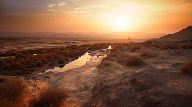 Free sunset field expanse illustration