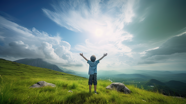 Free ai generated christianity little boy illustration