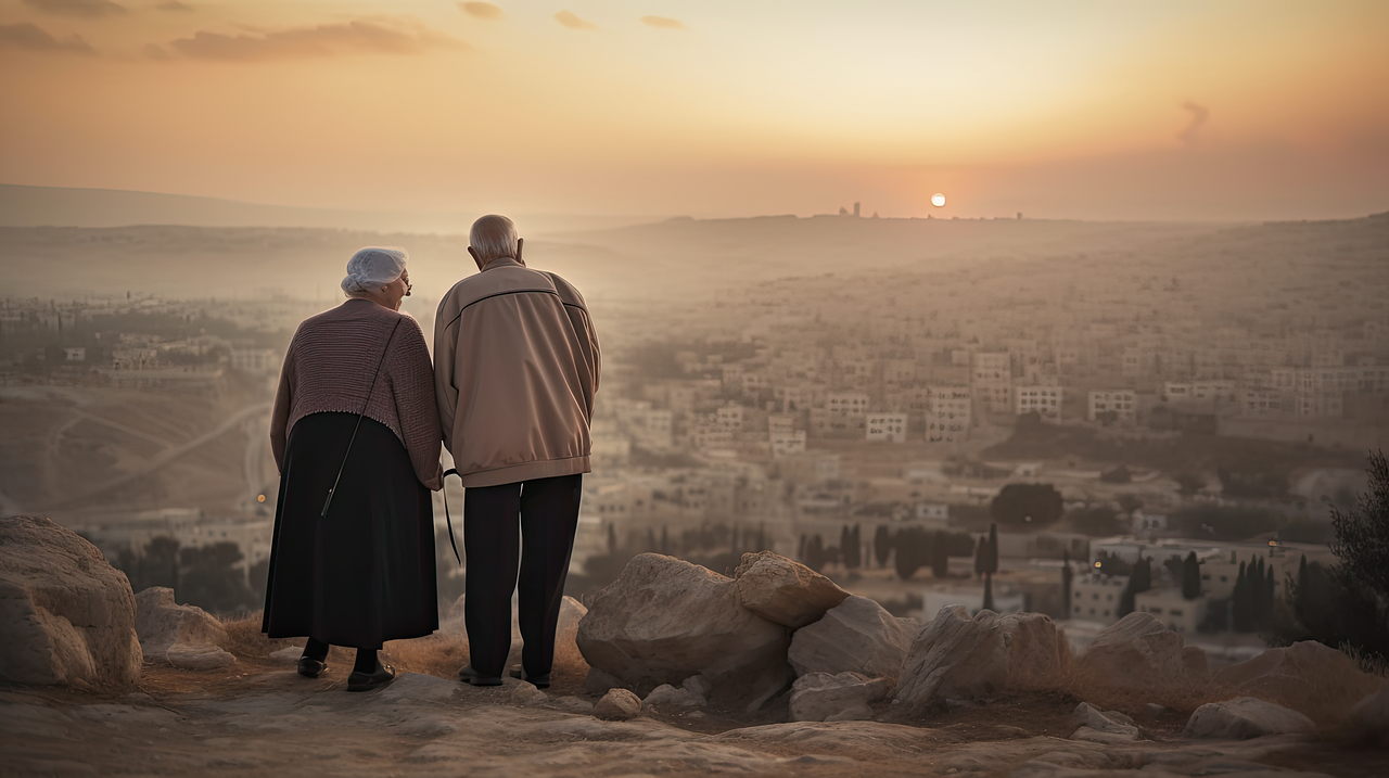 Download free HD stock image of Ai Generated Old Couple Free ai generated old couple city illustration