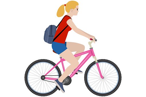 Fahrrad, Frau, Fahrradtour, Straße