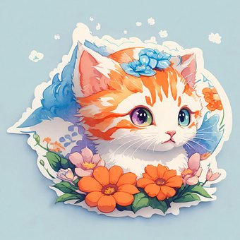 Ai Genereret, Kæledyr, Kat, Blomster