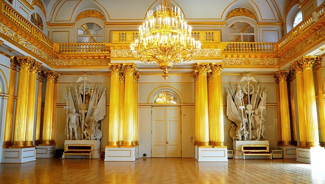 Innere, Palast, Russland, Golden, Halle