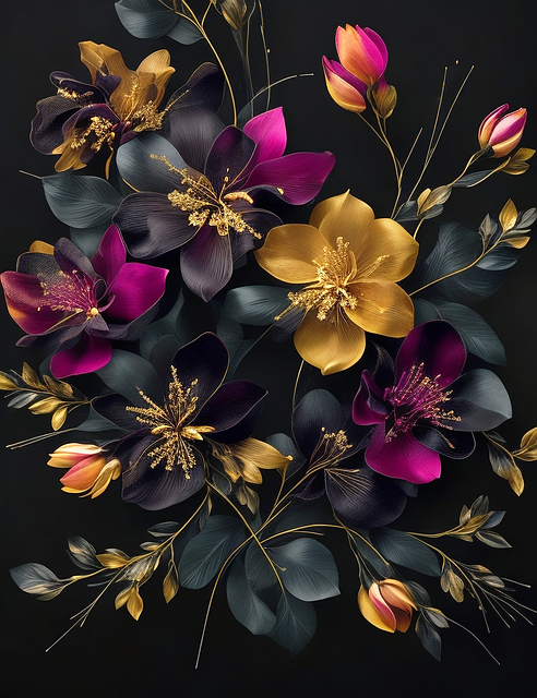 Fantasyflowers, Drawing, Oil Painting