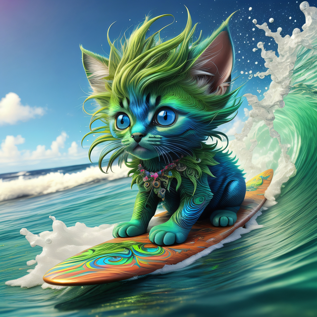 Kitten, Kat, Surfen, Natuur, Zee
