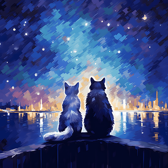 Ai Generiert, Katzen, Nacht, Haustiere