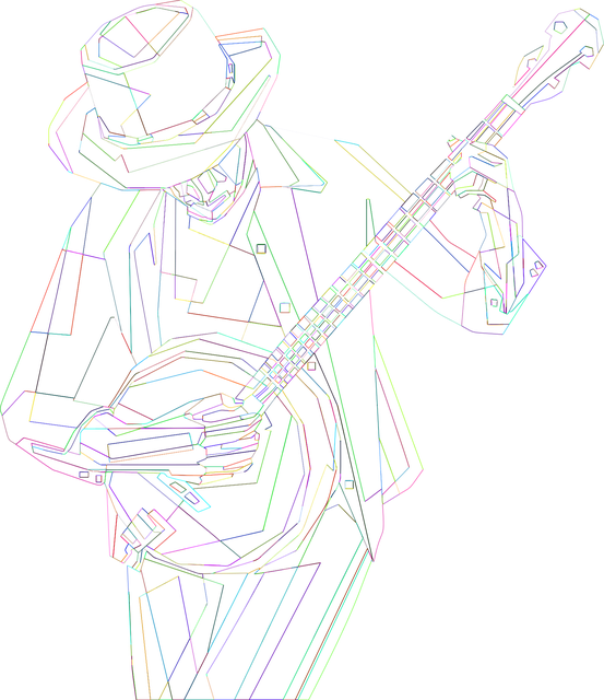 Free man guitar line art vector