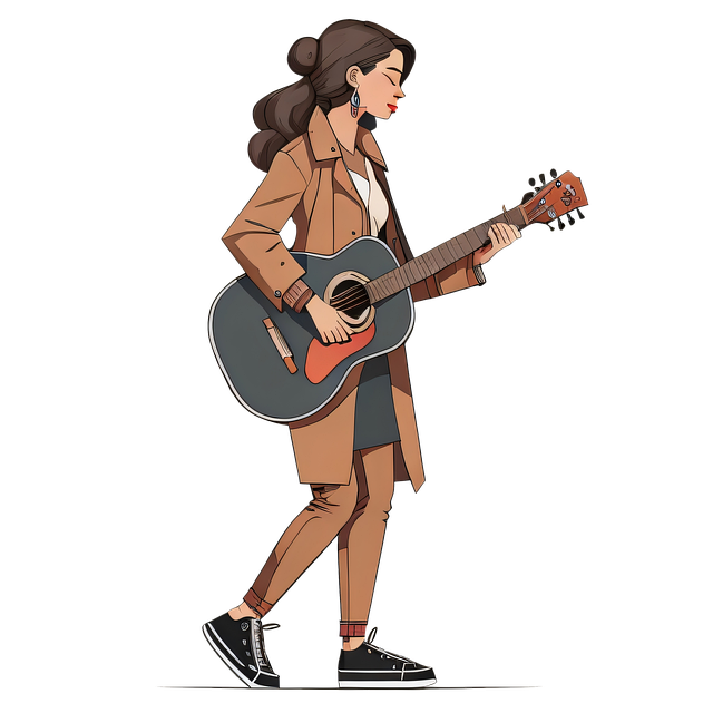 Free woman music guitar illustration