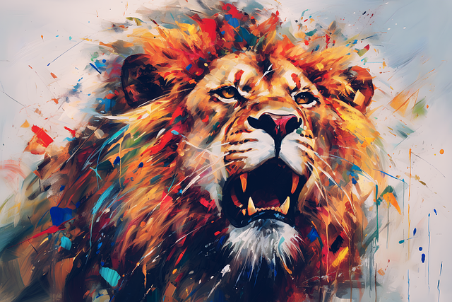 Free digital painting lion wildlife illustration