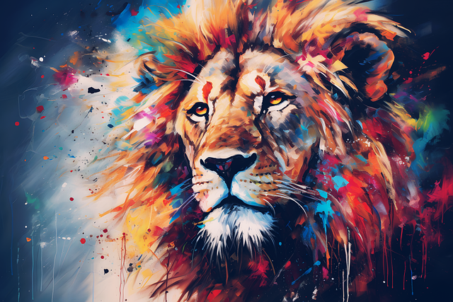Free digital painting lion wildlife illustration