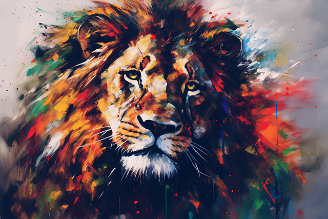 Free digital painting lion wildlife illustration