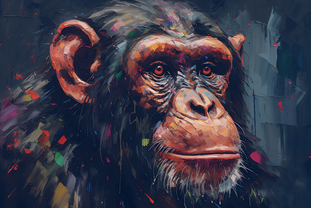Free digital painting chimpanzee wildlife illustration