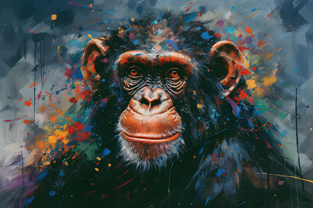 Free digital painting chimpanzee wildlife illustration