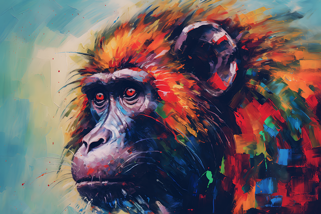 Free baboon primate digital painting illustration