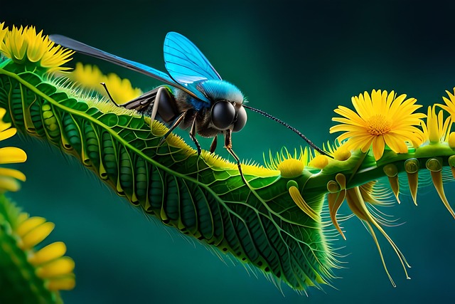 Free ai generated flowers fly illustration