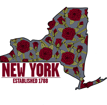 Nova York, Estado, Mapa, Rosa, Vermelho