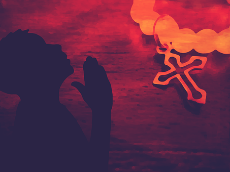 Free Man Praying To Pray illustration and picture