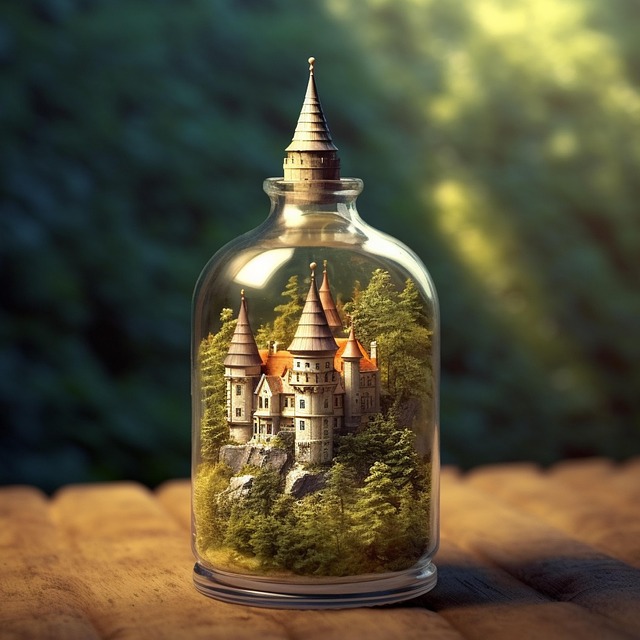 Download free HD stock image of Ai Generated Bottle Free ai generated bottle castle illustration