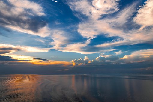 Pôr Do Sol, Céu, Nuvens, Oceano Pacífico