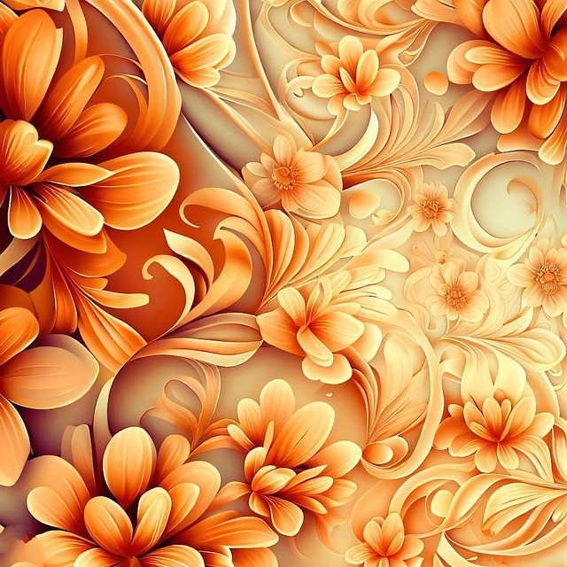 Download Beautiful Orange Floral Pattern Orange Floral Patterns Yellow RoyaltyFree Stock